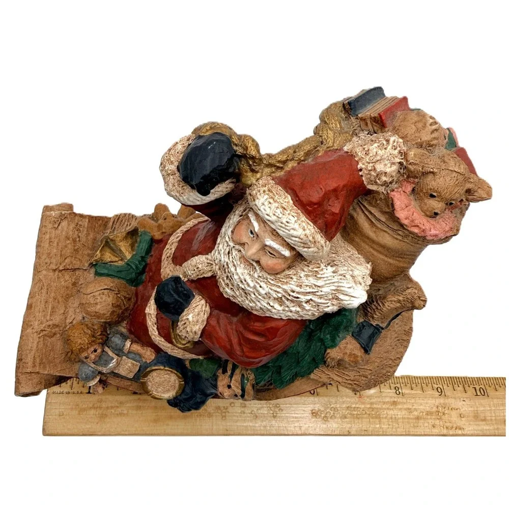 Artist Santa & Sleigh of Toys Hand Painted Figurine Andrea Sibert Krabbe Vtg '87